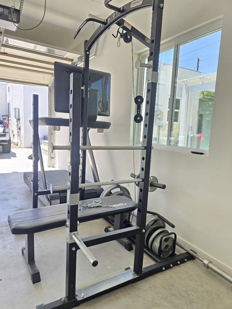 Squat Rack, Gym Equipment, Bench Press, No Weights Include