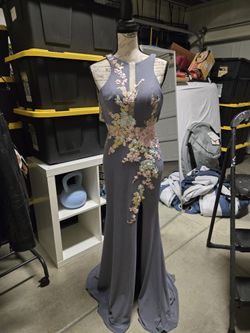 Pastel Floral Emboidered Low Back Dress By Tiffany Designs 16282 