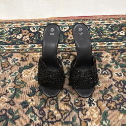 Black Rhinestone Platform Heels - Size 40 (Women's 9) 