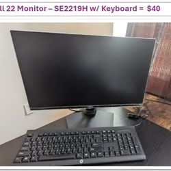 Dell 22 Monitor – SE2219H With Keyboard