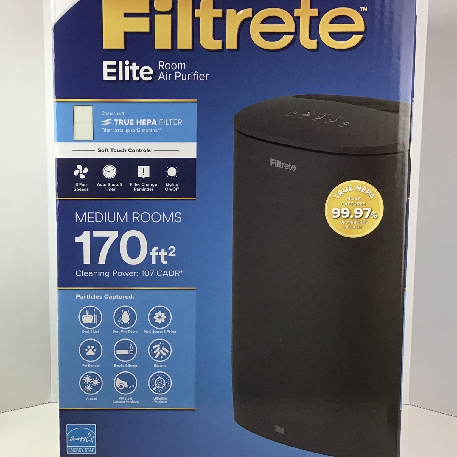 Filtrete Room Air Purifiers 3-Speed 170-sq ft True HEPA Air Purifier Energy Star NEW