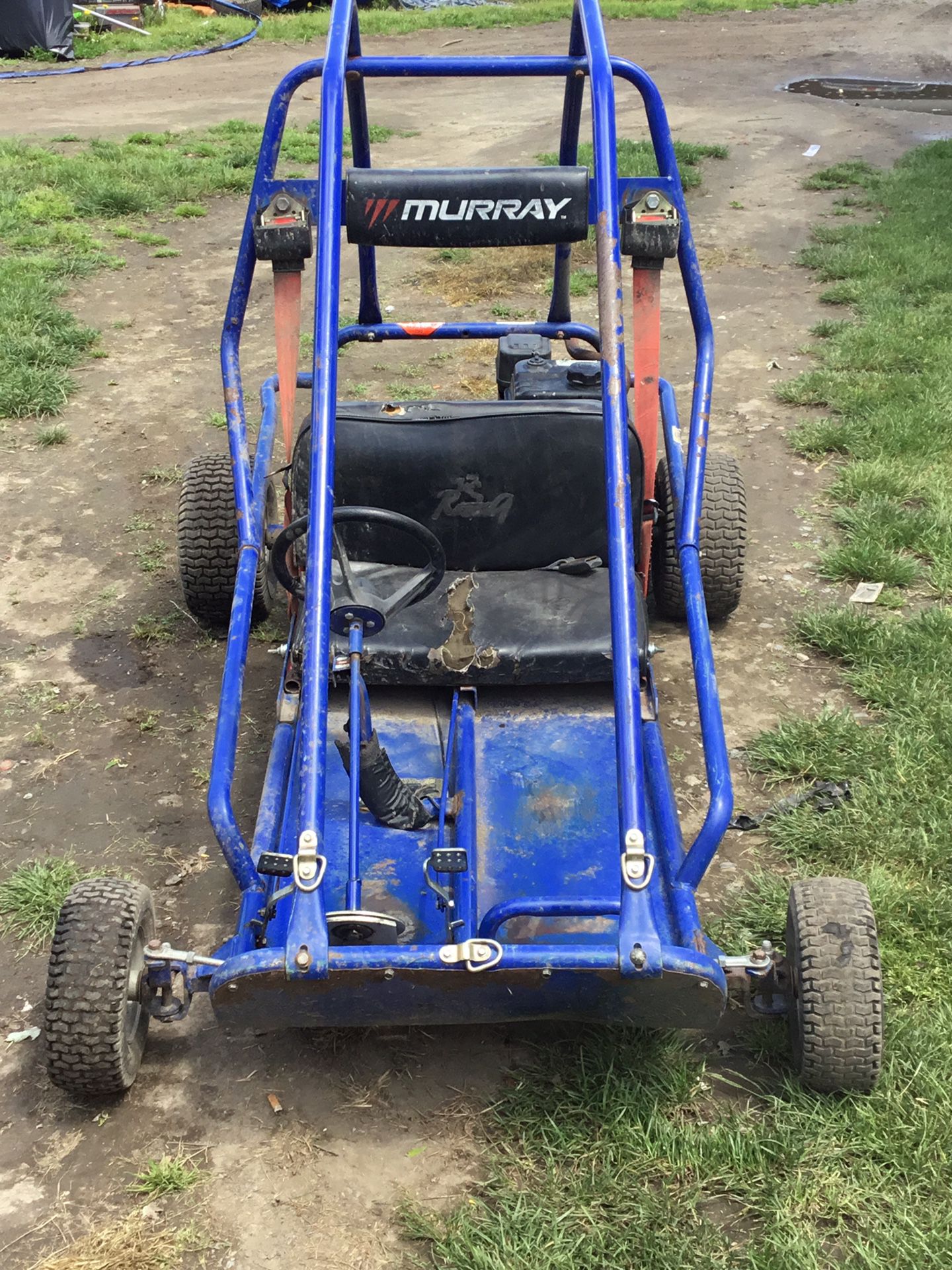 2 seater Live axle go kart 6hp with header and jet kit I have tires and new clutch go with it Fast will pull 300 pounds around like rag doll All nee