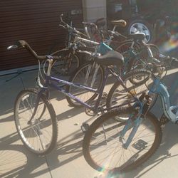 Bicycles Five Of Them 426 In Beach Cruiser And Mountain Bike Style Bicycles To Schwinn One Mongoose A Huffy Two Huffies And A 20 Inch BMX Bike