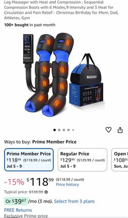 Leg Massager with Heat and Compression : Sequential Compression Boots with 6 Modes,9 Intensity and 3 Heat for Circulation and Pain Relief - Christmas 