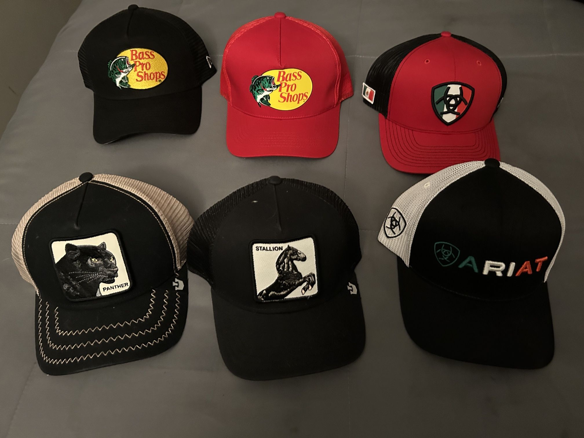 6 Hats (Gorrín Bros Hats, Ariat Hats, Bass Pro Hats)