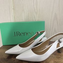 White Pointed Toe Kitten Heels 8.5