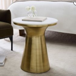 West Elm Marble Topped Pedestal Side Table (20")