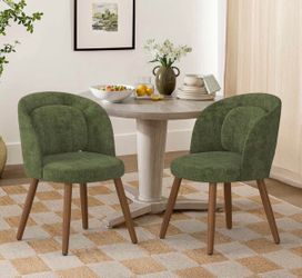 2X Green fabric dining chairs