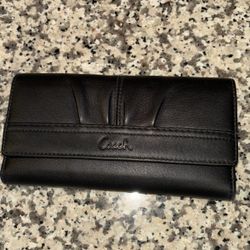 COACH NEW BLACK SOFT LEATHER CHECKBOOK WALLET