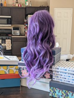 Long purple curly ombre wig