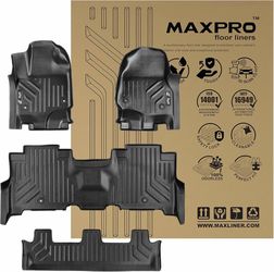 MAXPRO Floor Mats Fit for 2018-2025 Ford Expedition Bench Seats | 1st & 2nd Row Set | Heavy Duty All Weather Waterproof Non-Slip Odorless TPE Floor Li