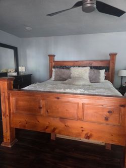 Cal king headboard  and mattress