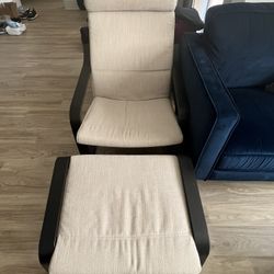 IKEA POANG CHAIR AND OTTOMAN