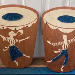 Rare Mid Century Male And Female Calypso Bongo Dancers