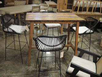 Reclaimed Multicolor Painted Wood Counter-Height Table
