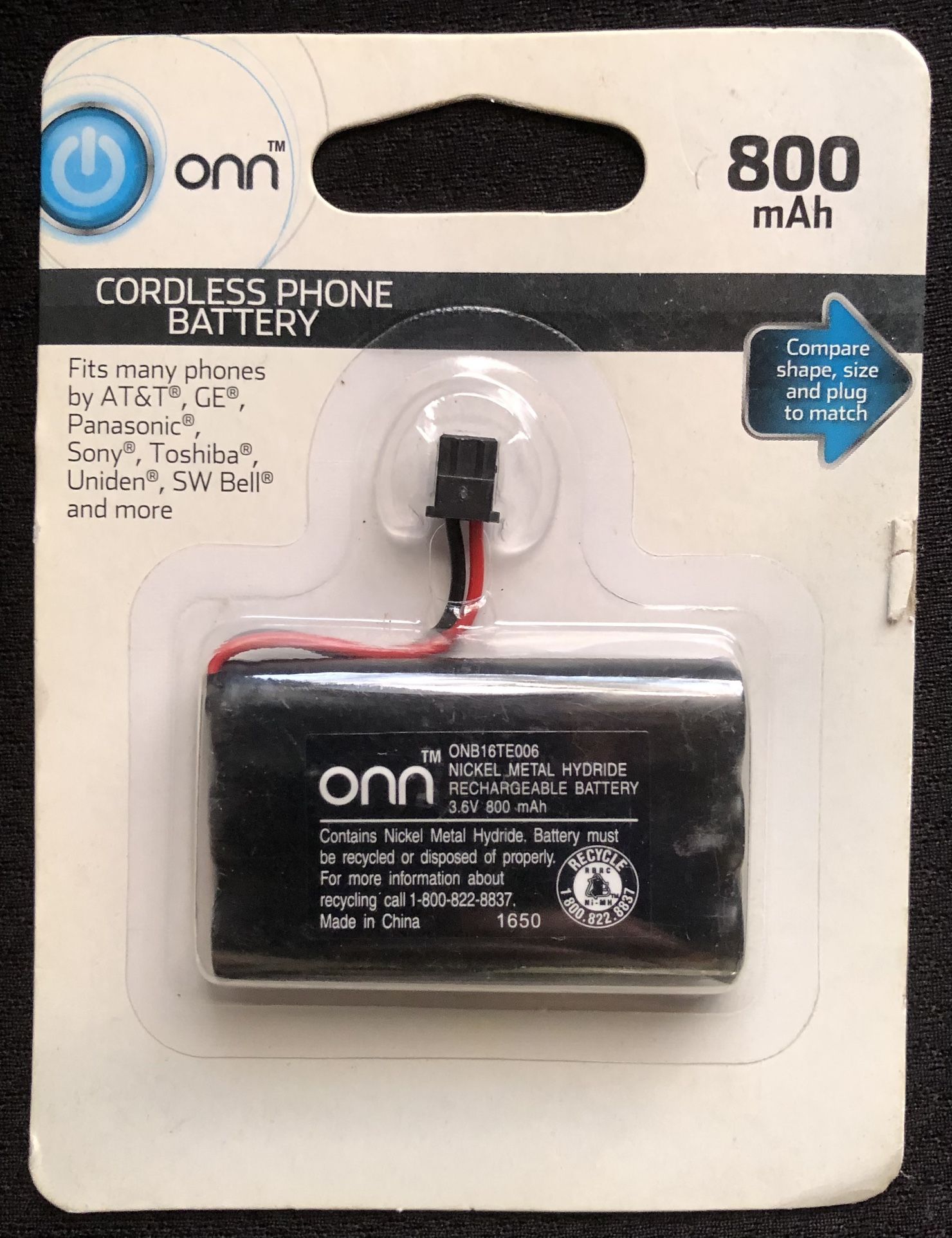 ONN 3.6V-800mAh Cordless Phone Battery, ONB16TE006