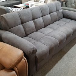 Brand New 85" x 57" Gray Microfiber Sofa Futon With Storage