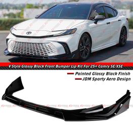 25-26 Toyota Camry SE XSE V Style Gloss Black Front Bumper Lip Splitter
