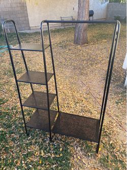 Clothes Rack with 4 Metal Shelves, Freestanding for Hanging Clothes, Black