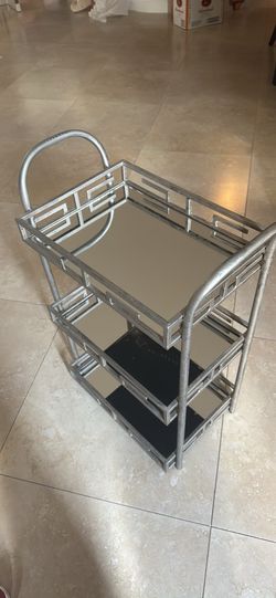3 tier metal and mirror side table/shelf could get top organizer- info in description