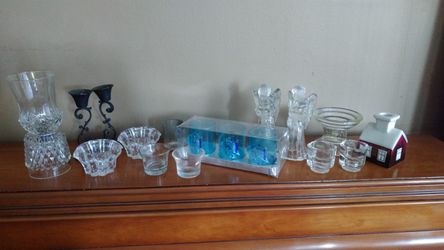 Assortment of glass candle holders
