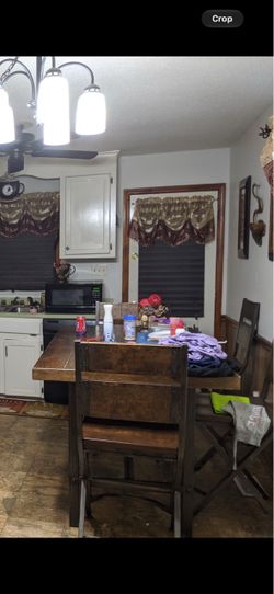 Rustic Wood and Metal Dining Table with Chairs