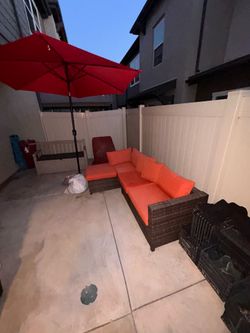 Red umbrella tent