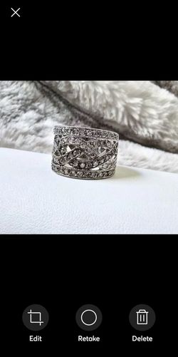 ROSS SIMMONS Vintage Black/White CZ Silver Braided Highway Ring- Size 6