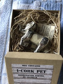 Pewter cork pet elephant