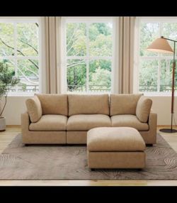 3-Seat Sectional Sofa with Ottoman