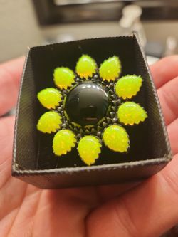 Beiw Yellow Opal Cluster Sterling Silver Ring