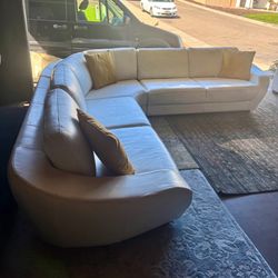 Roche Bobois Grand Voile Italian Leather 3pc Sectional Sofa | $5k Luxury Model