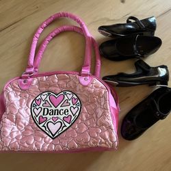 Girls Tap Shoes Size 11 AND 13.5 with Dance Bag