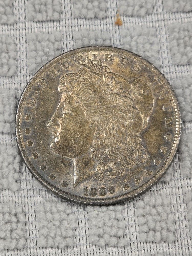 1889-P Morgan Silver Dollar AU - SIGNIFICANT TONING