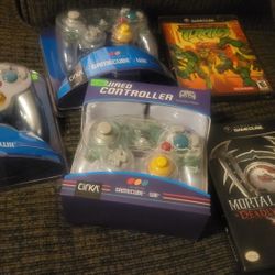 Gamecube Bundle.  3 New Controllers,  2 Good Mint Condition Games