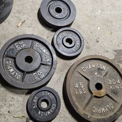 240 lbs of Champion Olympic weights w/ bar bell