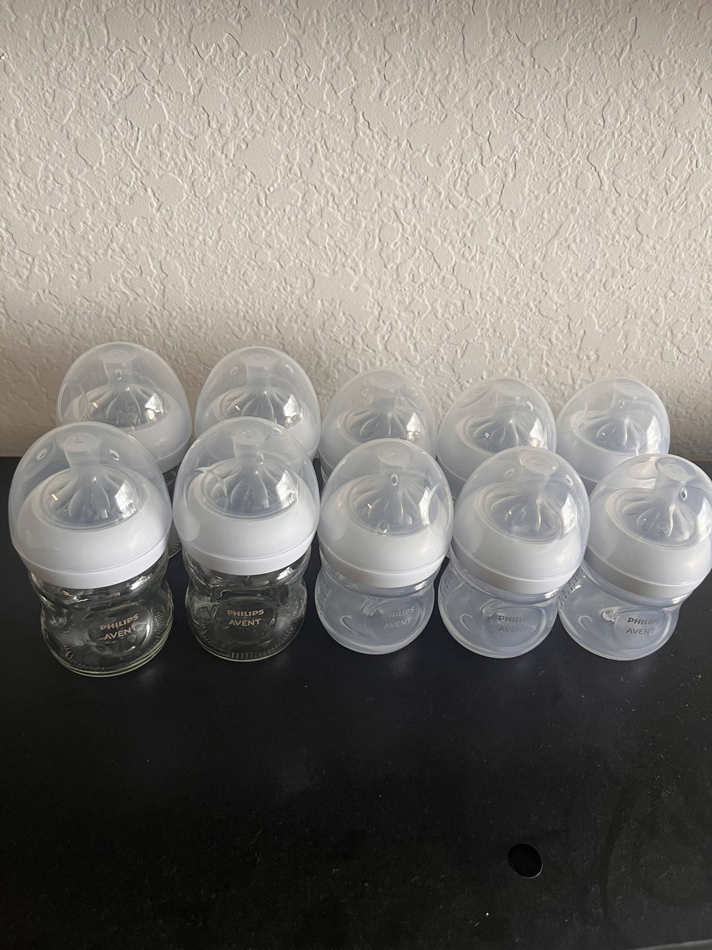 Philips Avent Baby Bottles – 6 Plastic + 4 Glass (Brand New, Never Used)