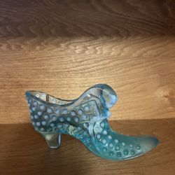 Fenton Light Blue Glass Hobnail Cat Head Slipper