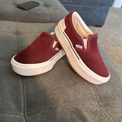 Platform Burgundy Slip On Vans Size 5.0 Women’s 3.5 In Men’s