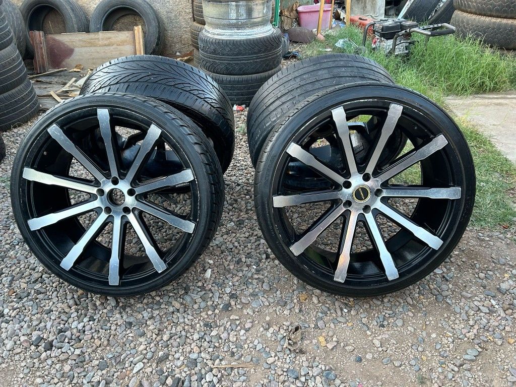 STRADA RIMS 275/30R24...5 LUGS FIT JEEP CHEROKEE JEEP COMANDER CHEVY SILVERADO YUKON TAHOE SUBURBAN CHEVY IMPALA 5X5 CHEVROLET