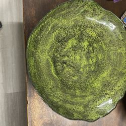 Green Glass Decorative Bowl / Plate