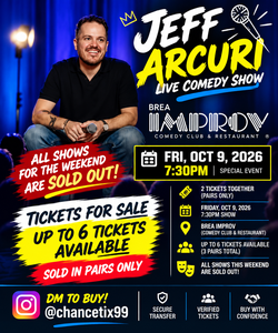 Jeff Arcuri @ Brea Improv, Friday 10/9/26 7:30pm