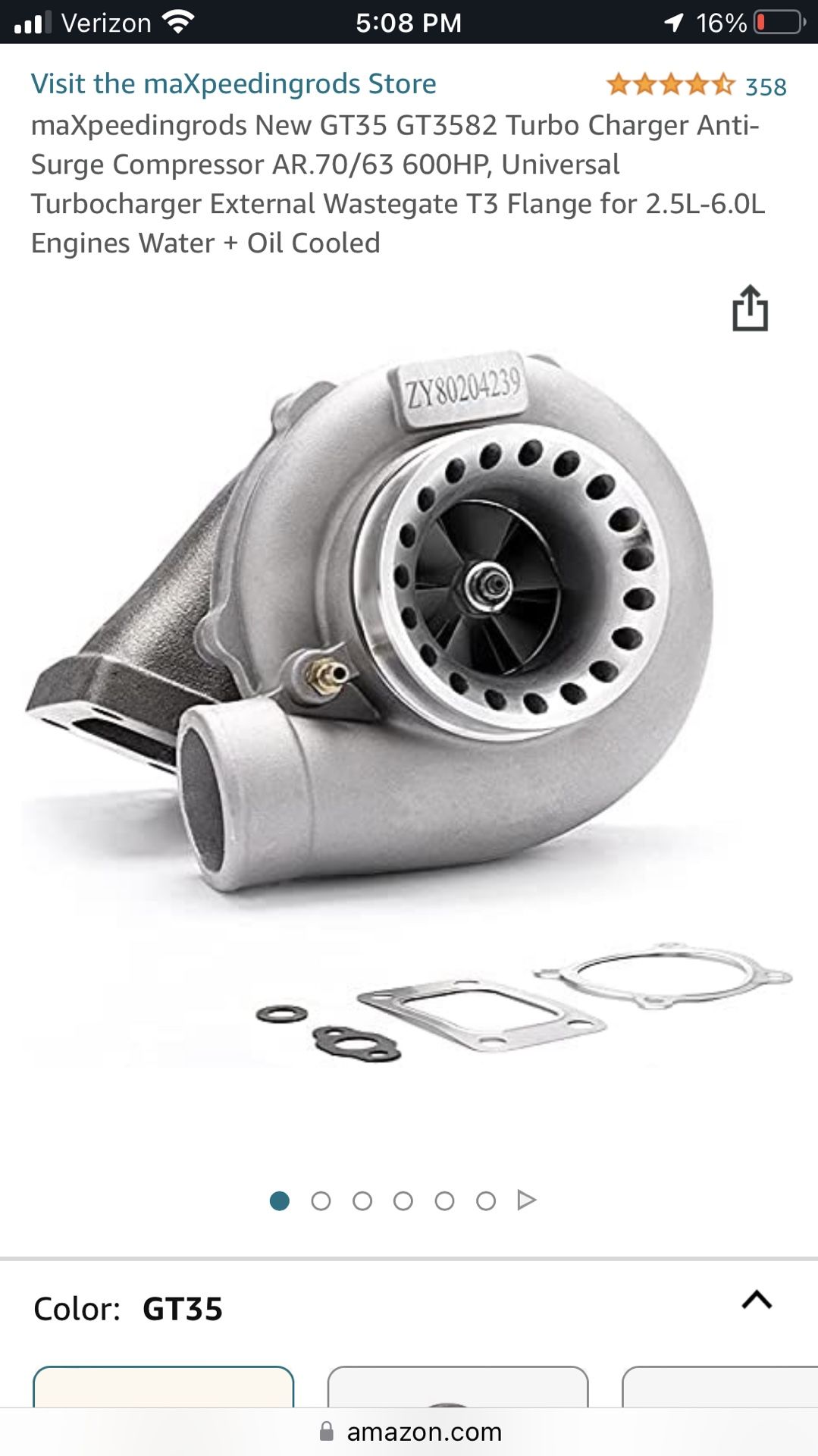 Gt35 Turbo AR.70/63 T3 Flange 4 Bolt