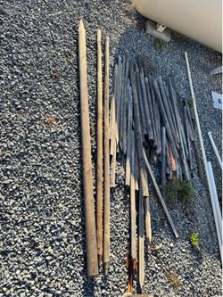 Tree stakes, wood stakes, wire mesh fencing, pvc pipes, steel pipes