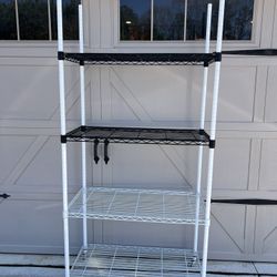 4 Shelves Wire Metal Black And White