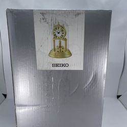 Seiko Golden Anniversary Clock QHN006GLH with Glass Dome & Rotating Pendulum