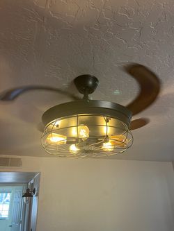 Industrial Cage Ceiling Fan with Light Kit