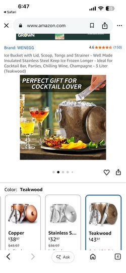 Stainless steel ice bucket