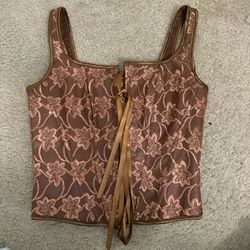 Brown floral corset top