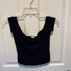 Garage Clothing Black Scoop Neck Crop Top Ballerina Baby Tee Cap Sleeve Size M